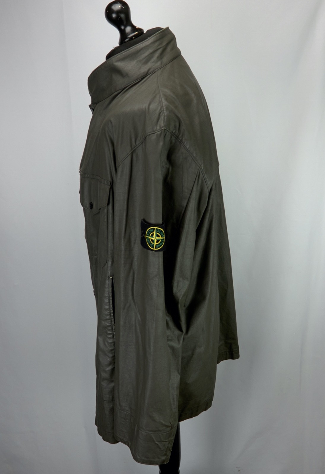 Stone Island Laminated Jacket Mens Size XL Khaki Coated Cotton 1999 VTG ITALY - Image 11