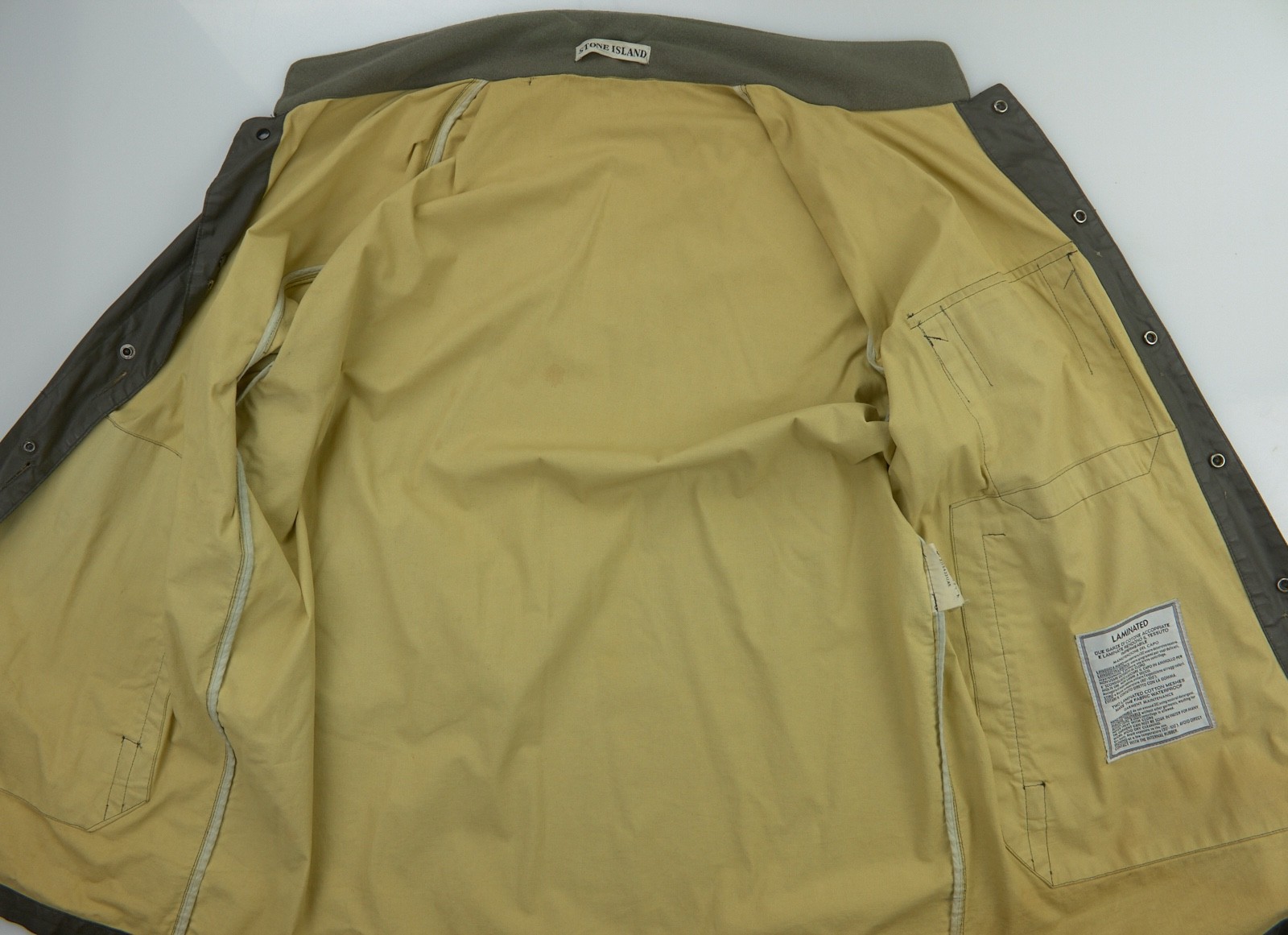Stone Island Laminated Jacket Mens Size XL Khaki Coated Cotton 1999 VTG ITALY - Image 15