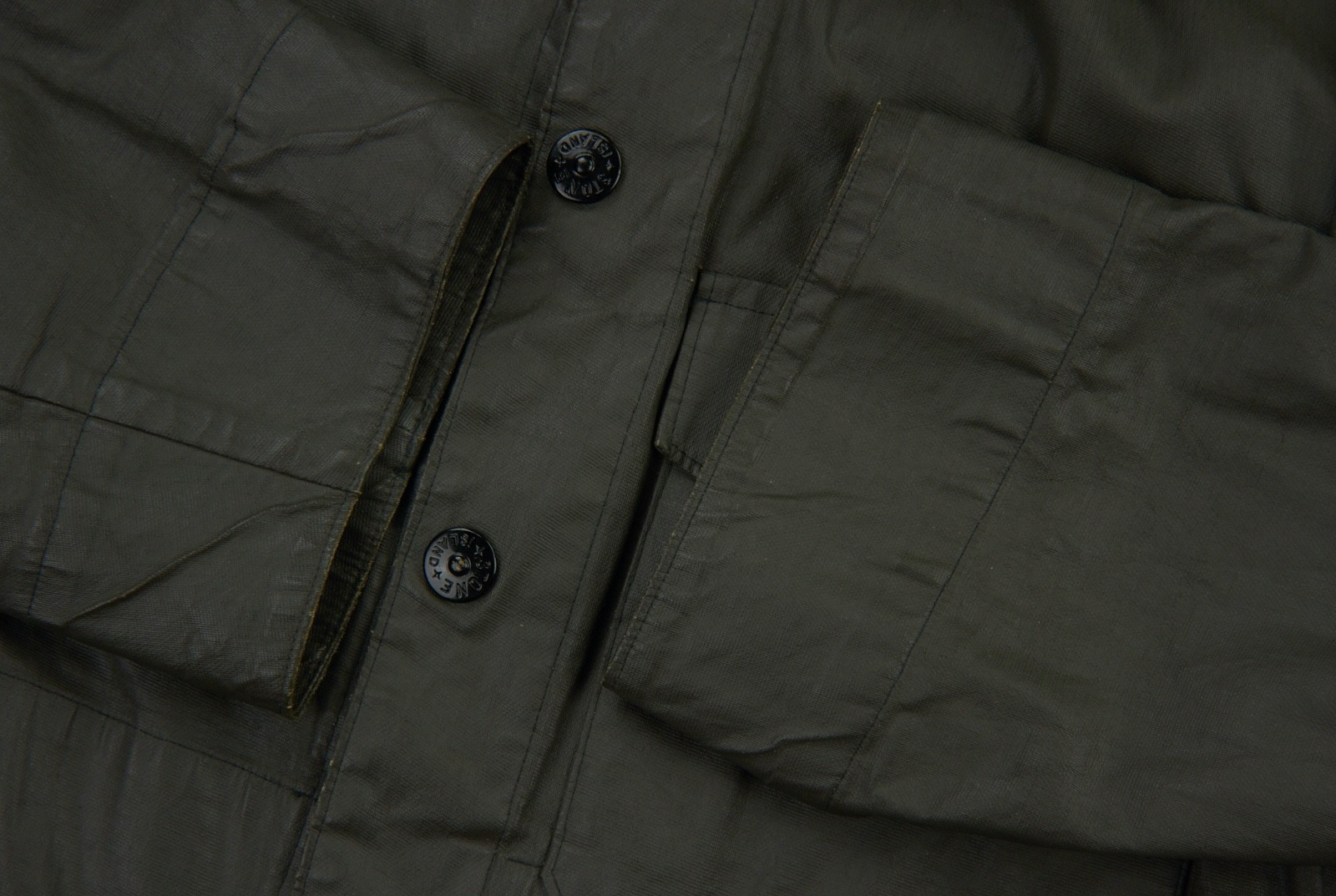 Stone Island Laminated Jacket Mens Size XL Khaki Coated Cotton 1999 VTG ITALY - Image 16