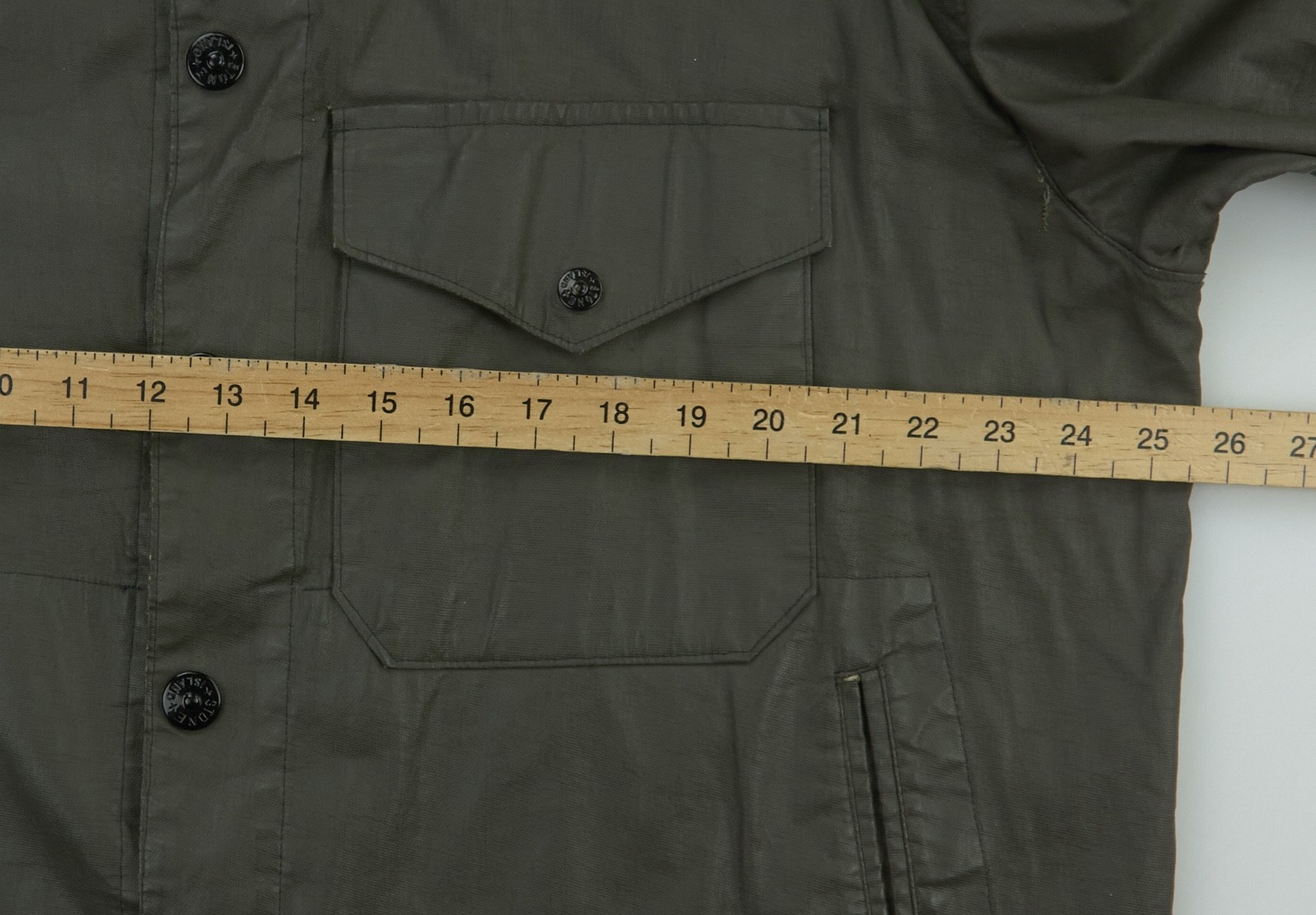 Stone Island Laminated Jacket Mens Size XL Khaki Coated Cotton 1999 VTG ITALY - Image 17