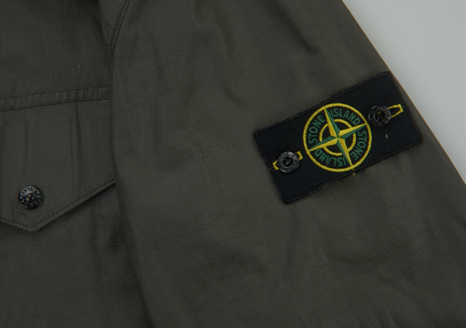Stone Island Laminated Jacket Mens Size XL Khaki Coated Cotton 1999 VTG ITALY - Image 6