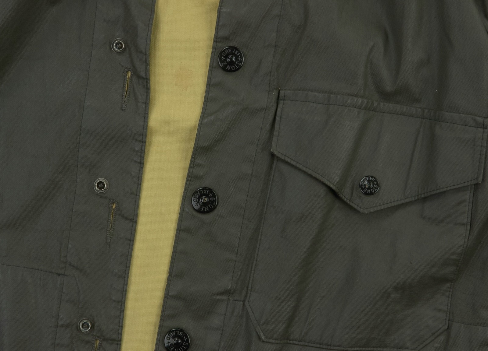 Stone Island Laminated Jacket Mens Size XL Khaki Coated Cotton 1999 VTG ITALY - Image 8