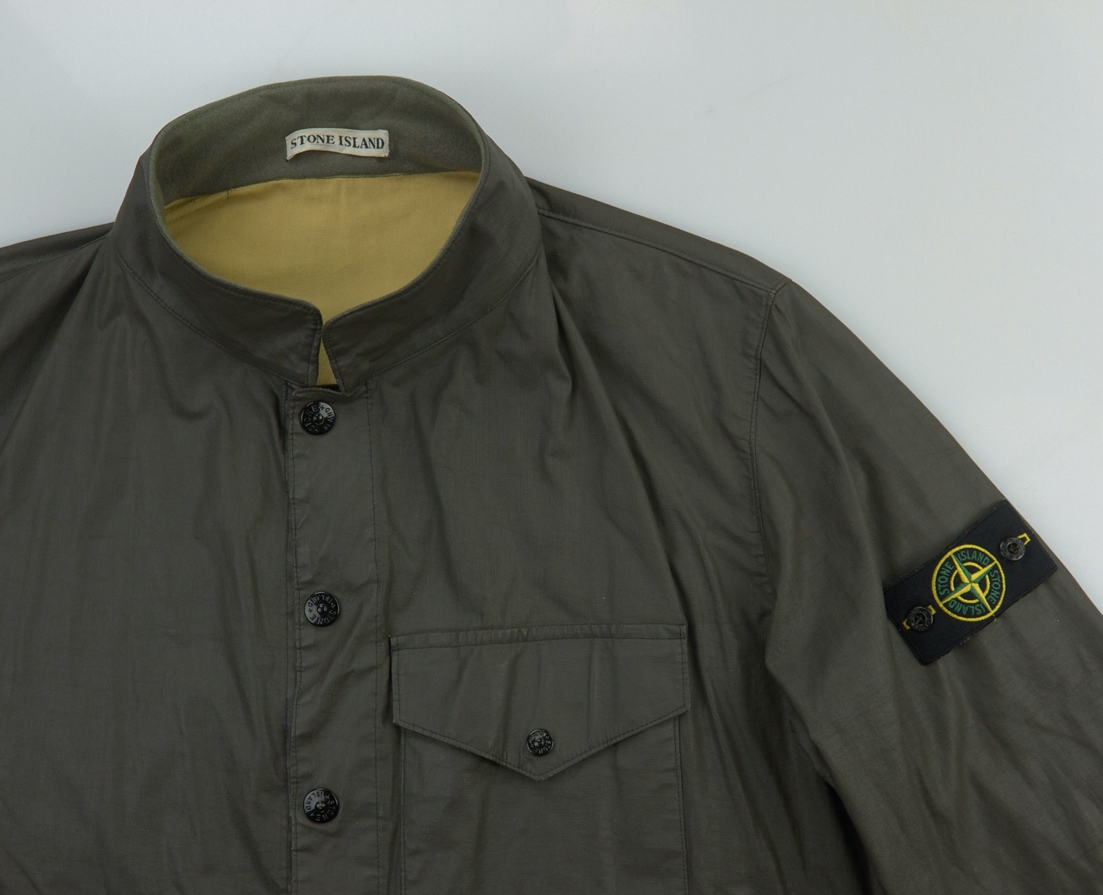 Stone Island Laminated Jacket Mens Size XL Khaki Coated Cotton 1999 VTG ITALY