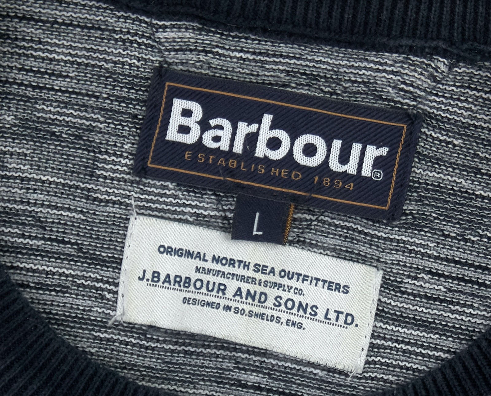Barbour Bower Jumper Men's Size L Large Crew Cotton Knit Pullover Marl Sweater - Image 7